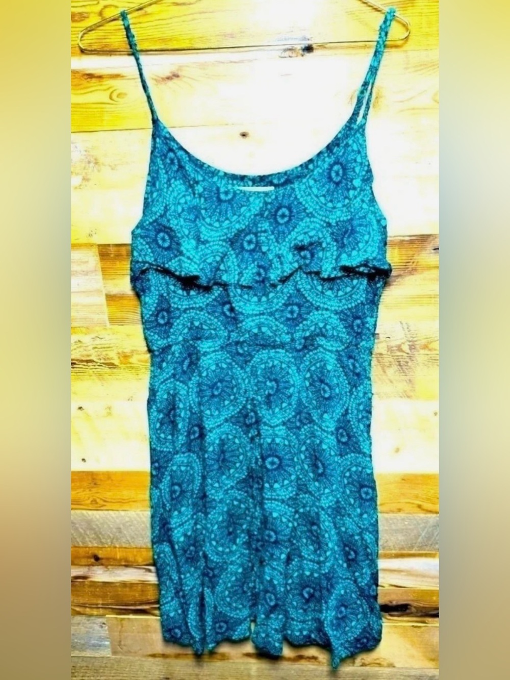 Banana Republic mini Strappy Dress teal paisley summer party street beach sun M